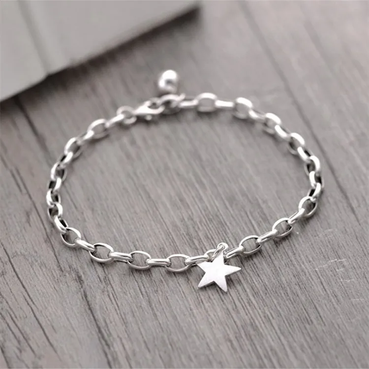 

Retro Silver Plated Star Bead Charm Bracelet &Bangle Are Suitable for Women's Wedding Jewelry Party Anniversary Gifts
