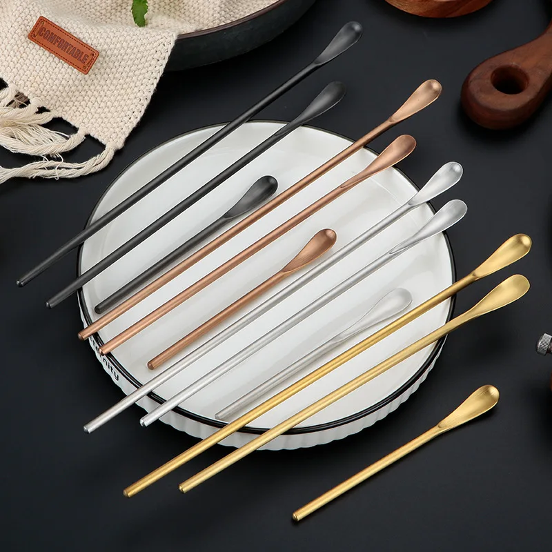 

Stainless Steel Long Handle Stirring Spoon Coffee Honey Tea Mixing Ice Spoons Teaspoon Home Bar Kitchen Tableware Cutlery