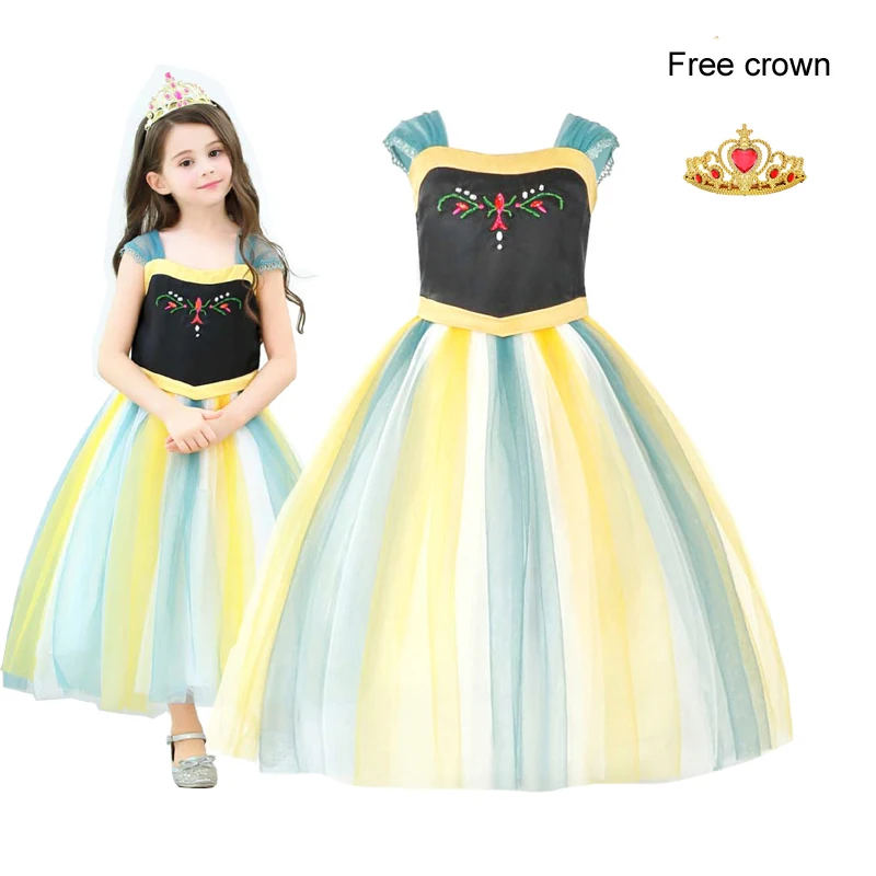 Платье принцессы Анны длиной до щиколотки 4 слоя костюм для косплевечерние