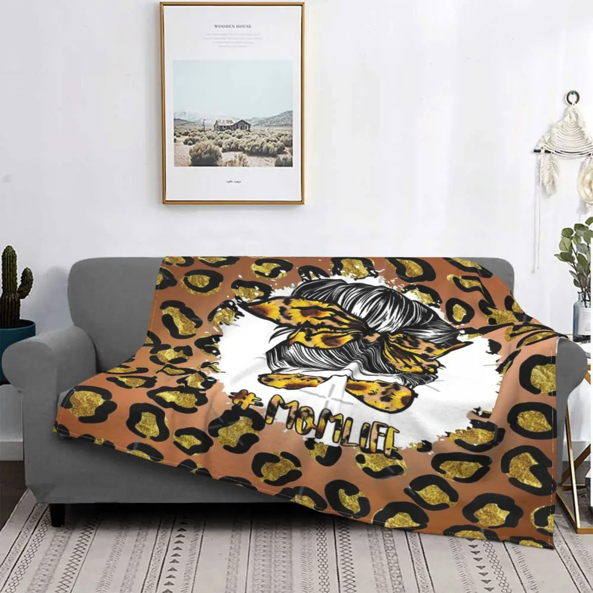 

Moño desordenado para el pelo, manta de lana con estampado de leopardo y girasol, colcha a cuadros para cama, sofá y cama, cober