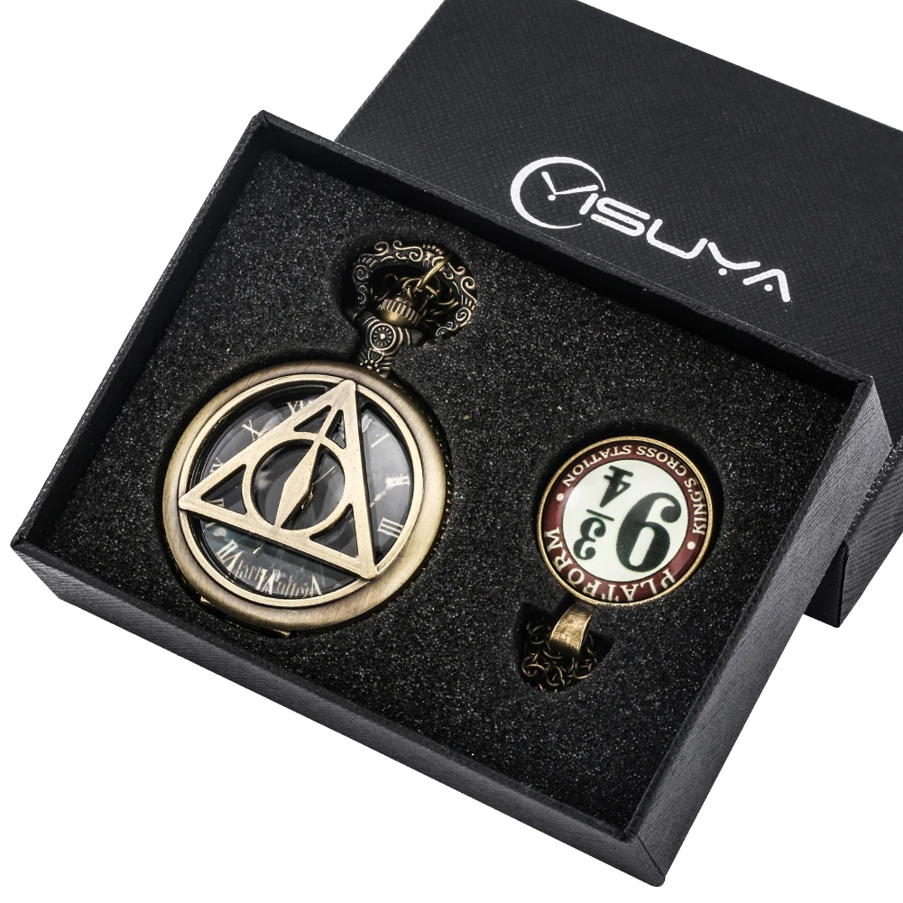 Practical Quartz Pocket Watch Fashion High Grade Gifts Set with Gift Box Pendant Necklace Chain for Family