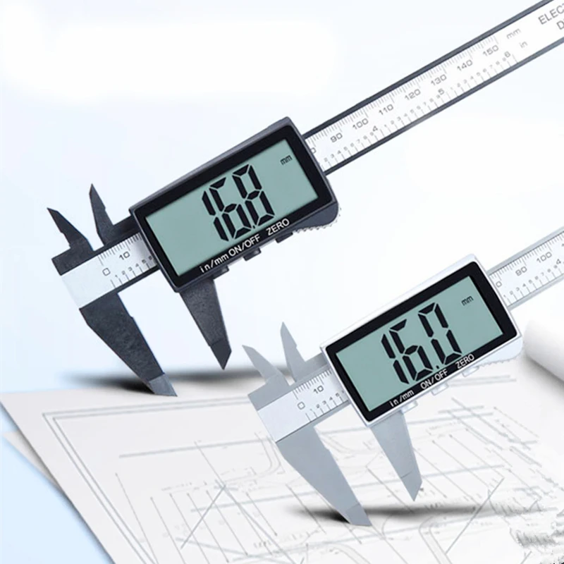 

6 inch LCD widescreen Carbon Fiber Vernier Caliper Measuring Gauge 150mm plastic electronic digital display caliper Micrometer