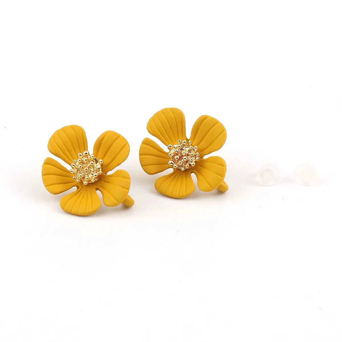 

Zinc Based Alloy Ear Post Stud Earrings Flower Shape Women Earring Fashion Jewelry Gold Color Stud Earring , 6 PCs