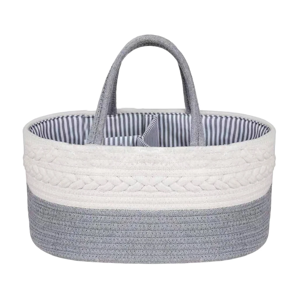 

Woven Baby Diaper Caddy Organizer Nappy Newborn Baby Wipes Basket Carrier
