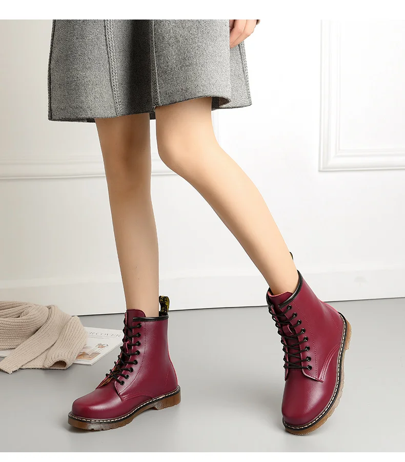Snow Boots Winter Boot Fur Warm Comfortable Ankle Boots for Women Martin Boots Genuine Leather Shoes Flat Casual Booties