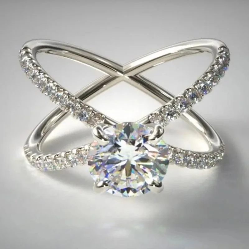 Классическое романтическое кольцо на палец с креативным браслетом X-образной