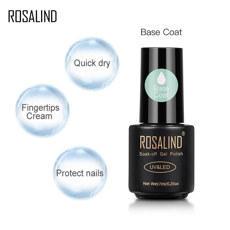 Базовый Гель-лак для ногтей ROSALIND 7 мл отмачиваемый дизайна полупрозрачный