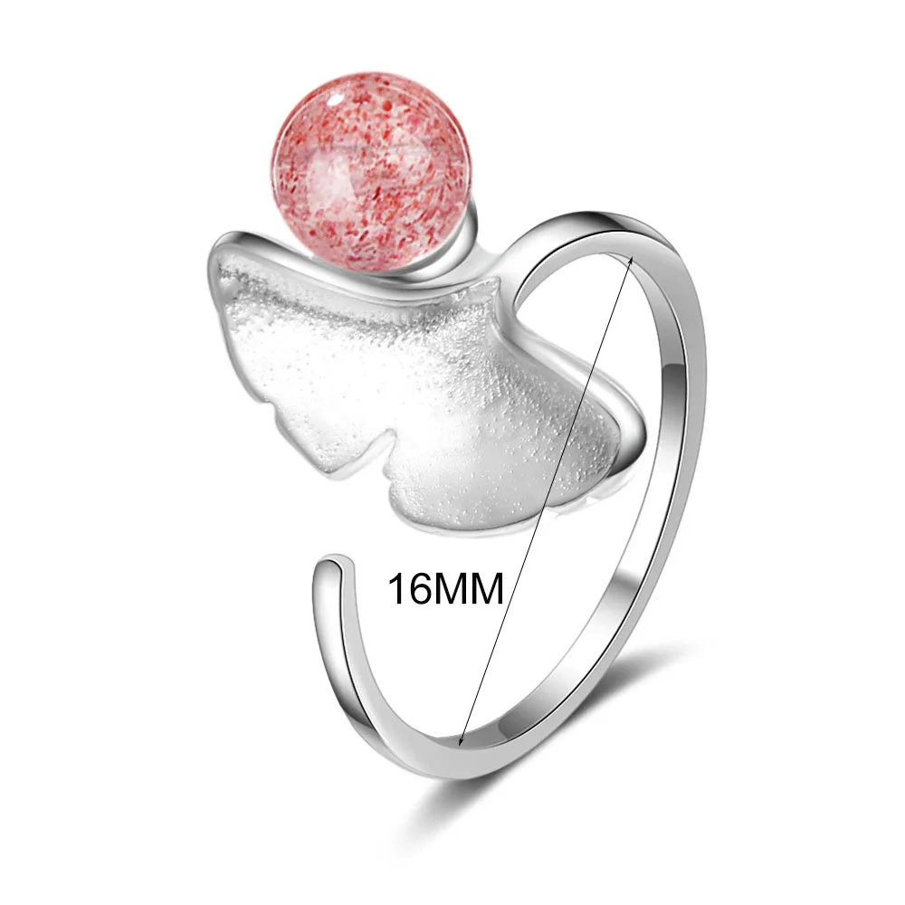 Женское кольцо MEETSOFT с серебряным покрытием простое регулируемое клубничным