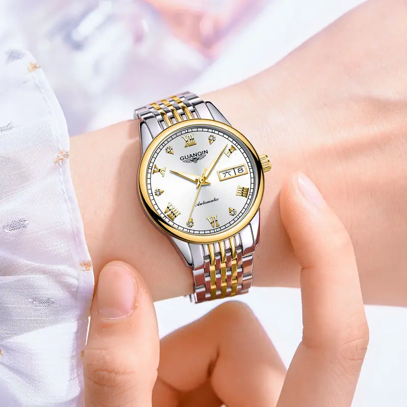 

Swiss Movement Guanqin Advanced Luxury Watch Men's Automatic Mechanical Watch Luminous Waterproof Double Calendar Lovers Watch
