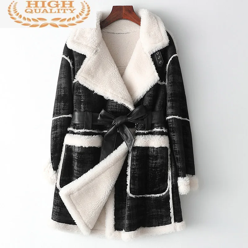 

Шерстяное меховое пальто 100%, осенне-зимнее пальто, женская одежда, куртка из искусственной кожи 2021, женские корейские длинные пальто, манто ...