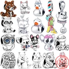 Бусина-Шарм Сова и собака из серебра 925 пробы для браслета Pandora