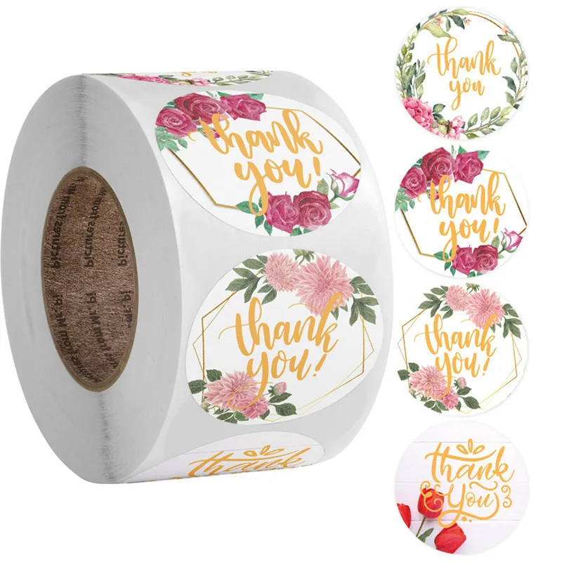 

500pcs/roll Thank You Stickers Self-adhesive Round Sticker Sealing Labels Handmade DIY Crafts Scrapbooking Supplies Stationery