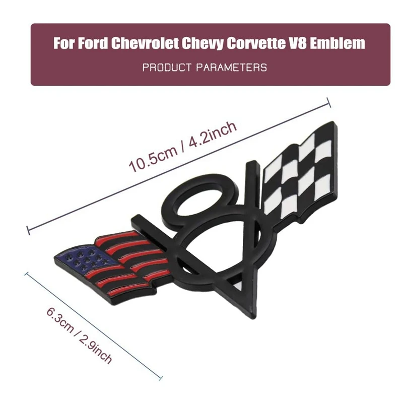 2 шт. эмблема V8 флаг США американский Автомобильный багажник 3D значок наклейка