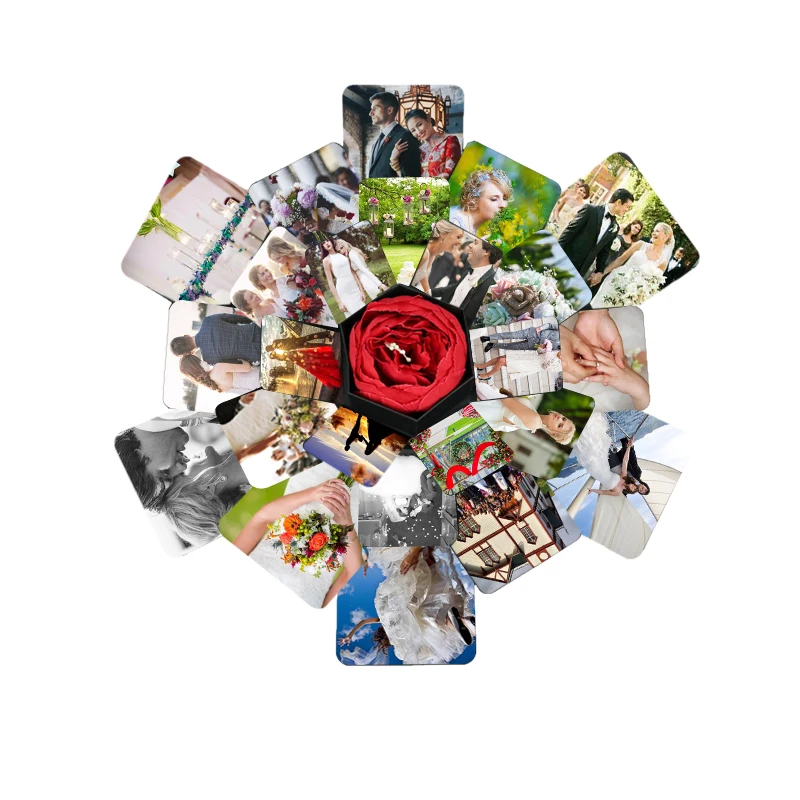

Hexagon Surprise Explosion Box DIY Handmade Scrapbook Photo Album Wedding Gift Box for Valentine Gift Boxes Party Supplie