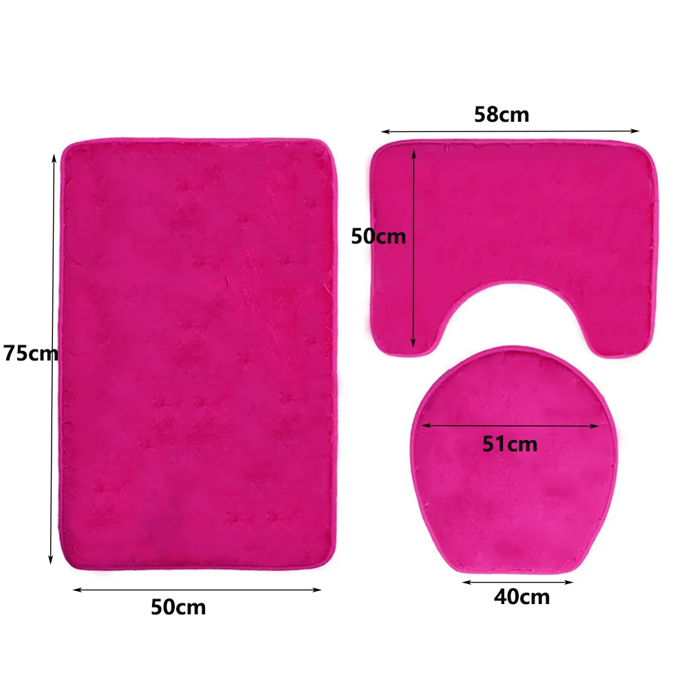 

Luxurious Toilet Mat Set Non-slip Absorbent Flannel Bathroom Carpet Toilet Seat Cushion Carpet 3Pcs