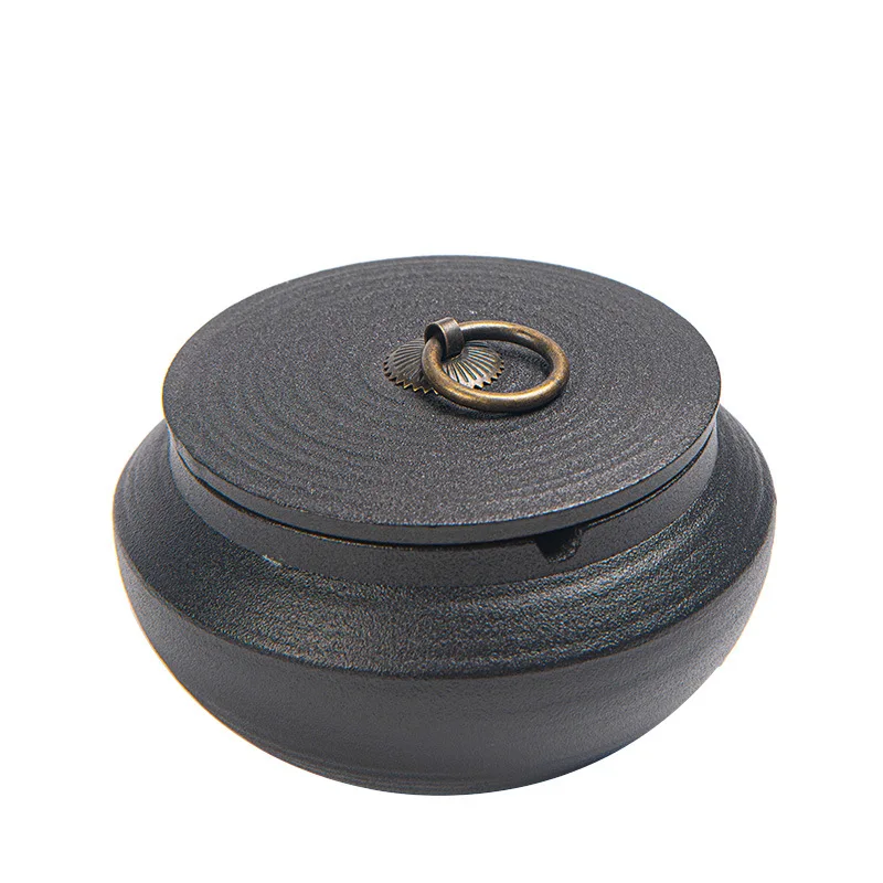 

New Creative Ceramic Ashtrays Portable Round Pot Anti-Scalding Ashtray Holder with Lid Home Office Smoking Accessories
