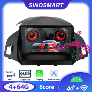 Sinosmart Автомобильный GPS навигационный плеер радио для Ford Kuga 2013-15 для Escape C-Max 2012-18 2.5D QLED экран 8 ядер, DSP 48EQ