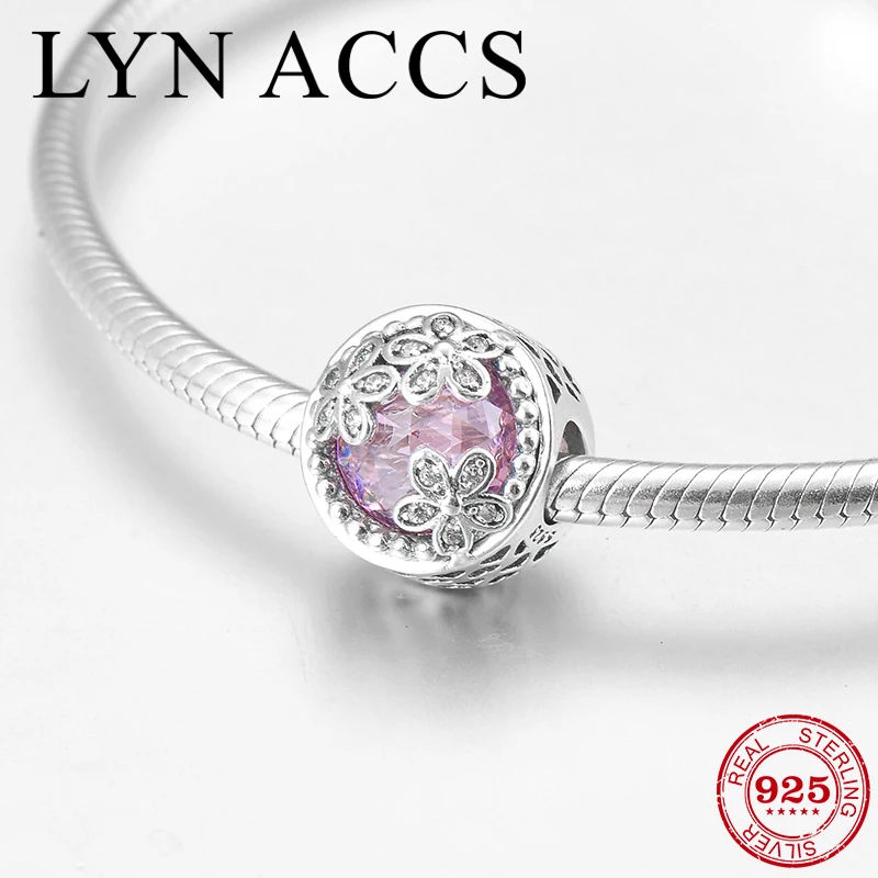 Роскошный блестящий женский браслет из серебра 925 пробы с розовым Цирконом |