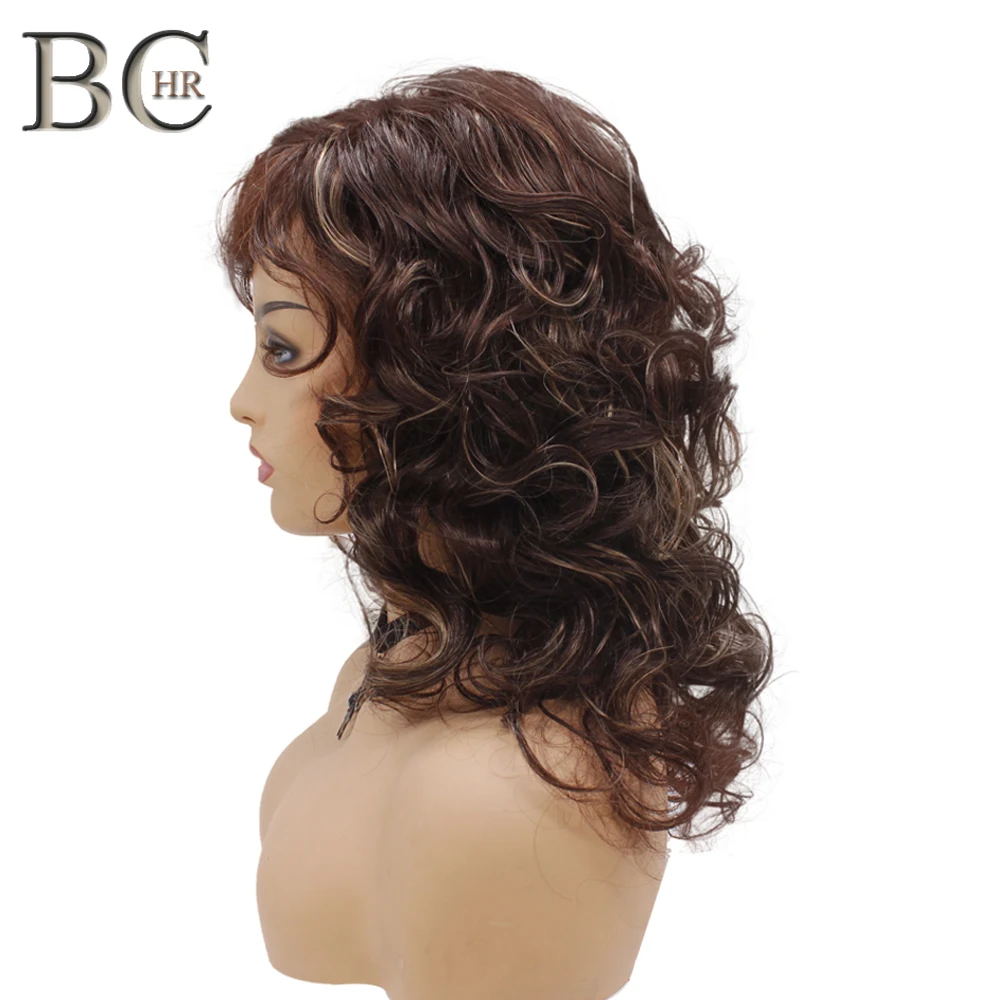 BCHR kıvırcık sentetik peruk Ombre patlama kahverengi renk yüksek sıcaklık Fiber kadınlar için peruk