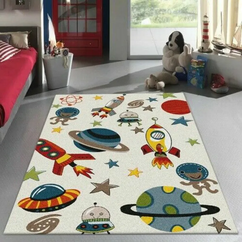 

New Cartoon Spaceship Living Room Bedroom Carpet Safety Non-slip Bedside Carpet Household Room Decoration Products