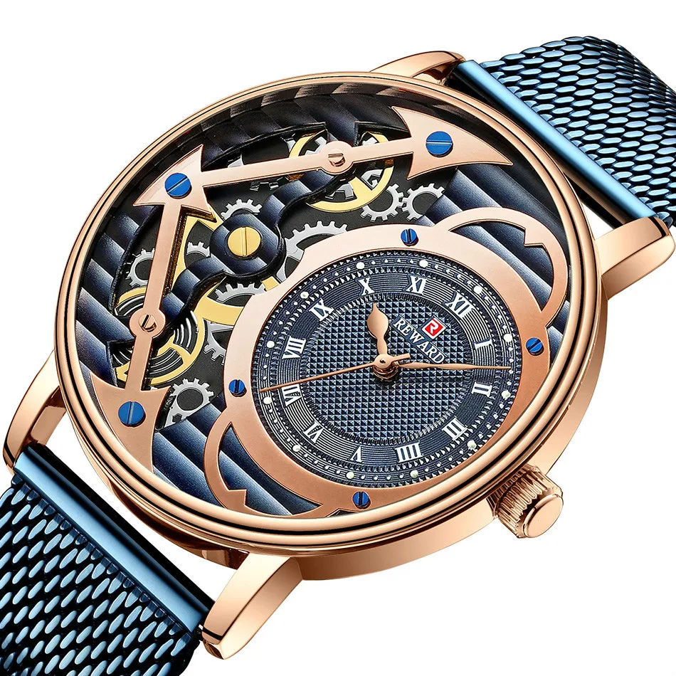 Мужские часы из нержавеющей стали с вакуумным покрытием кварцевые наручные