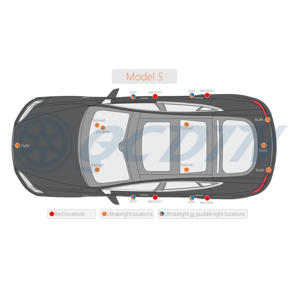 

QCDIN Ultra-Bright TESLA LED Interior Light Door Trunk Footwell GloveBox Light for TESLA MODEL 3 X S Y