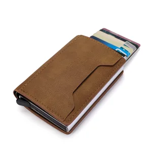 Rfid Anti-theft Brush Men Wallet Leather Wallet Portable Credit Card Holder with Money Compartment f