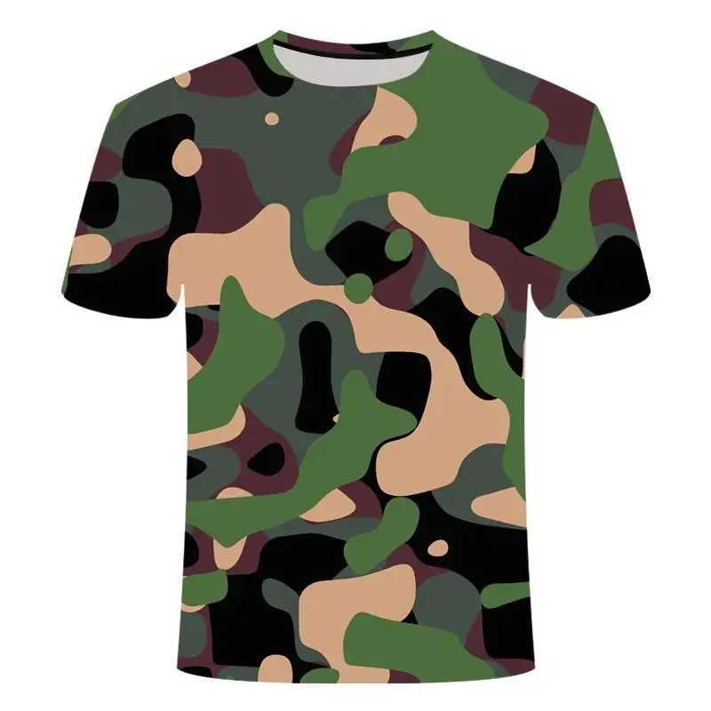 

Summer Men's T-shirt3d Printing Blue And Gray Camouflage Clothing T-shirt Men And Women Short-sleeved Round Neck T-shirt