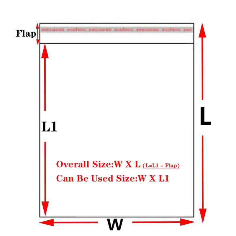 100 шт. прозрачный самозапечатывающийся полиэтиленовый пластиковый пакет для