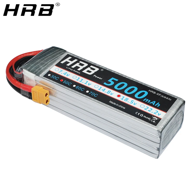 hrb 5s 185 v lipo батарея 5000mah 50c xt90 ec5 xt60 t deans xt90 s для rc quadcopter racing aircraf
