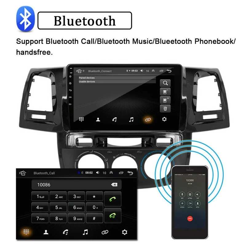 

2Din Android 10.1 Car DVD Player Radio GPS Navigation WIFI for Toyota Fortuner Hilux 2007-2015 Car Multimedia Video Player
