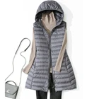 Женский Длинный жилет без рукавов, ультрасветильник пуховик с капюшоном, пальто на утином пуху для осени и зимы