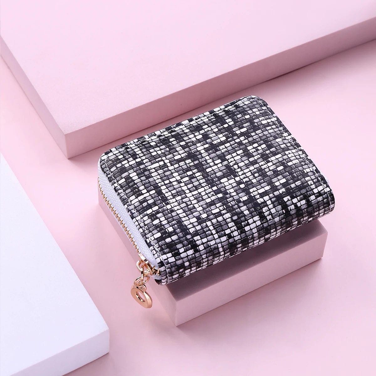 

Women Fashion Geometry Wallet Small Zipper Girl Wallet Brand Designed Pu Leather Women Coin Purse Female Card Holder Wallet