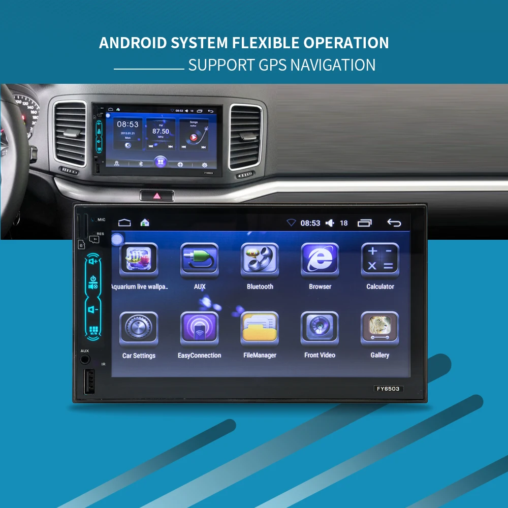 Universal FY6503 7inch Android System GPS Function Car Multimedia Player High Sound Quality Touchable Screen Support Color Light |