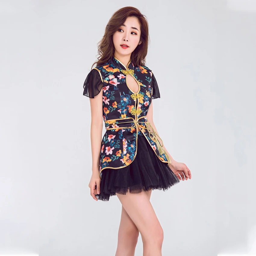 Женское кимоно в японском стиле с цветочным воротником юката одежда чонсам