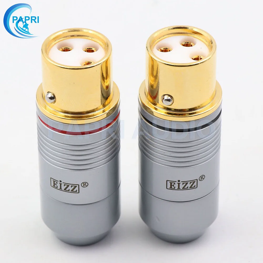 EIZZ 2 шт. Tellurium медь 3 булавки Мужской Женский XLR разъем MIC змея 24 К золото Платиновое покрытие аудио усилитель микрофонный кабель Jack