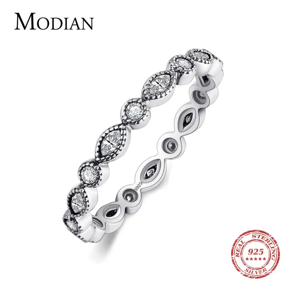 

Modian Authentic 925 Sterling silver Sparkling Rings for women CZ Jewelry Finger Ring engagement rings Bague fashion Accessories