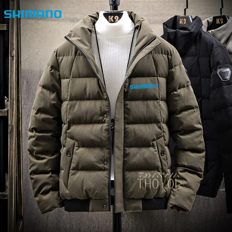 

Зимняя рыболовная одежда Shimano Jacekt, Мужская Толстая теплая хлопковая одежда для рыбалки, Повседневная Уличная одежда Daiwa для рыбалки