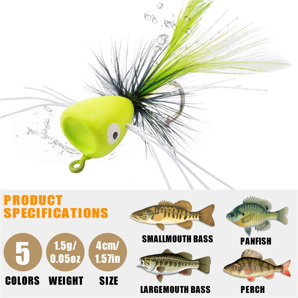 20Pcs Floating Fly Jig Fishing bait Kit Casting Foam Flying Popper Jigs head hooks For Bass Walleye Trolling jigging Lure Tackle - купить по