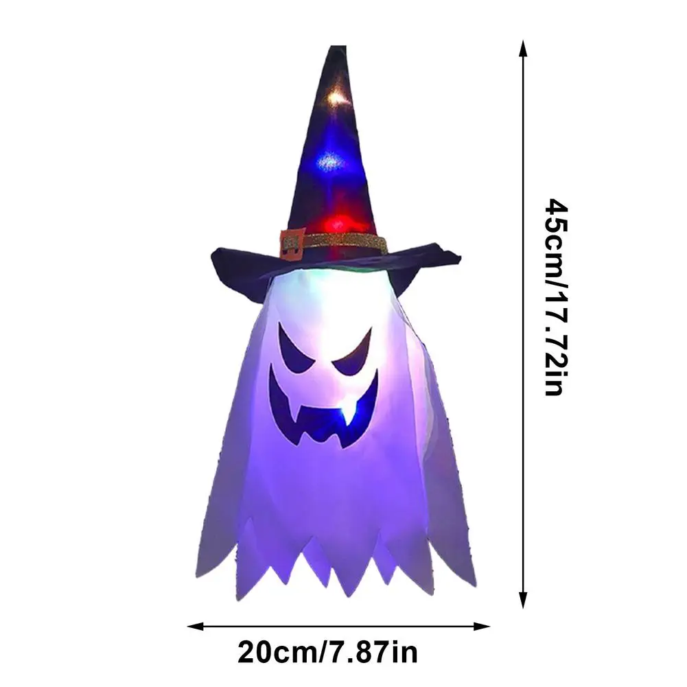 

5PCS Glowing Halloween Unique Witch Hat LED Lighted Scary Glowing Ghost Hat Lights Hanging Pendant Garden Home Halloween Decor