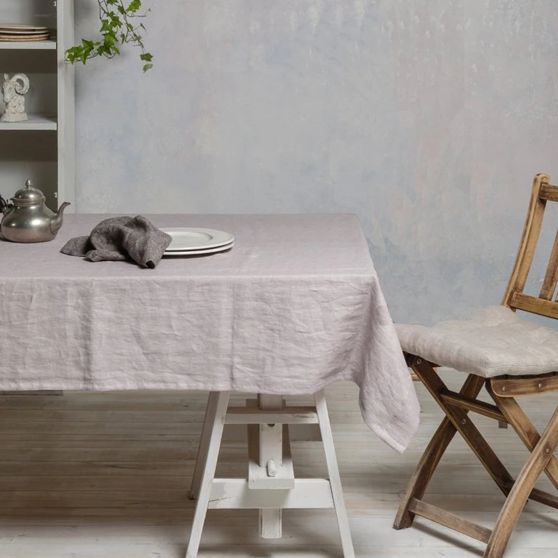 100% чистое натуральное белье одноцветная прямоугольная боковая скатерть