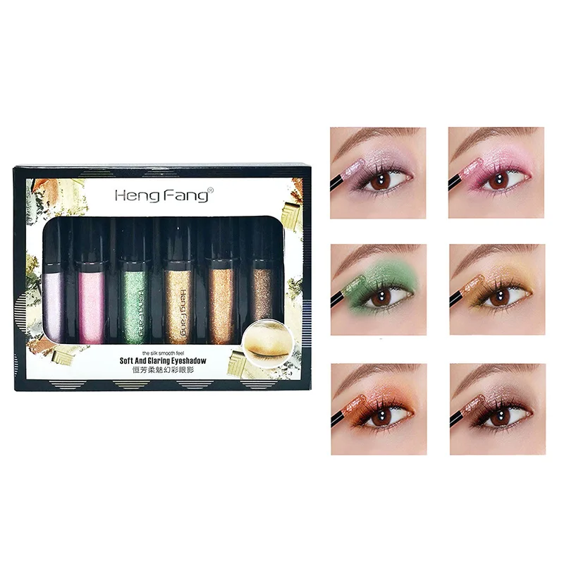 

6Pcs/set Sequined Liquid Eye Shadow Pearlescent Glitter Lasting Waterproof Long-lasting Non-discoloring Liquid Eyeliner Cosmetic