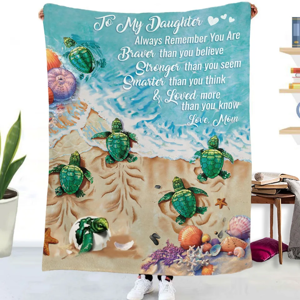 

Sea Turtle to My Daughter Soft Sherpa Flannel Fleece Blanket All Season Thicken Living Room/Bedroom Picnic Wool Soft Blanket