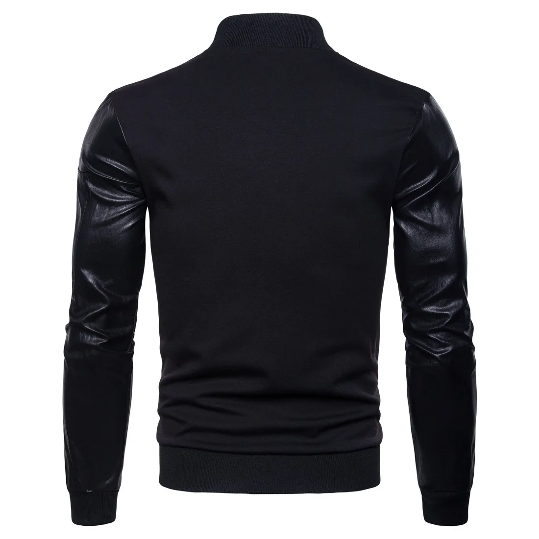 

ZOGAA Men's 18 Autumn Jacket Male Large Size Stand-Up Collar Baseball Uniform Jacket Leather Sleeve Stitching Short Cardigan