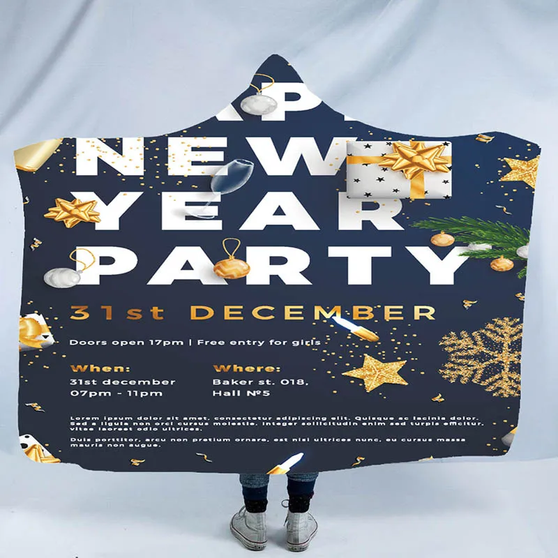 barato Moda Impresso Com Capuz Cobertor Na Moda Natal Personalizado Dupla Camada Espessamento Esportes Cobertor Do Agregado Familiar Cobertor Preguiçoso