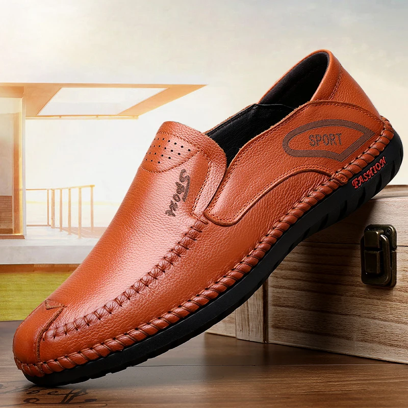 

Spring Autumn Men Flats Genuine Leather Soft Moccasins for Men Driving Loafers Misalwa Handmade Dropship Office Indoor Shoes