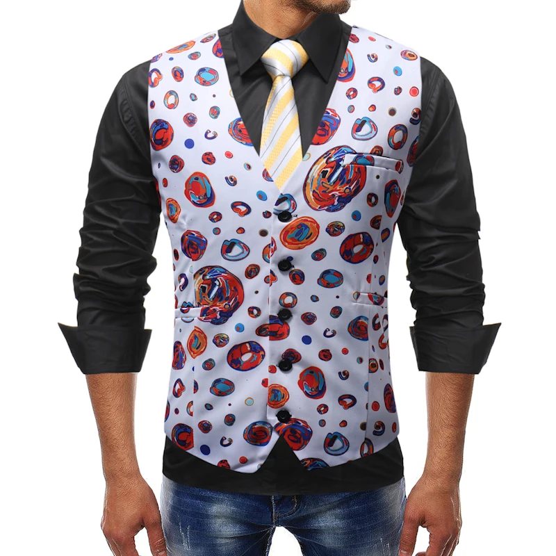 

Mens Dress Suit Vests Gentleman Formal Slim Fit Foral Print Men Wedding Vest Tuxedo Waistcoat Business Colete Masculino