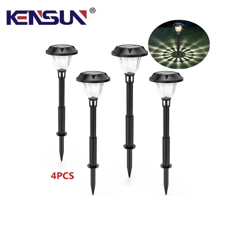 

4pcs Solar Lawn Lamp Outdoor Courtyard Landscape Decoration Garden Path Ground Plug Light