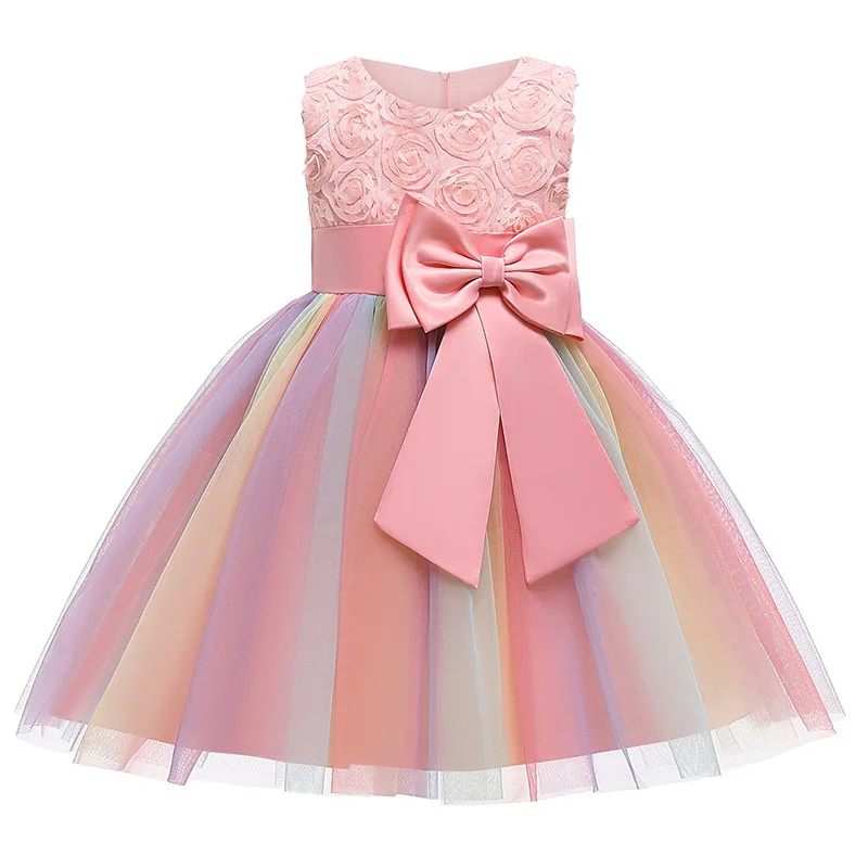 

3D flower Kids Tutu Birthday Princess Party Dress for Girls Children Bridesmaid Elegant Dress for Girl baby Girls Clothes