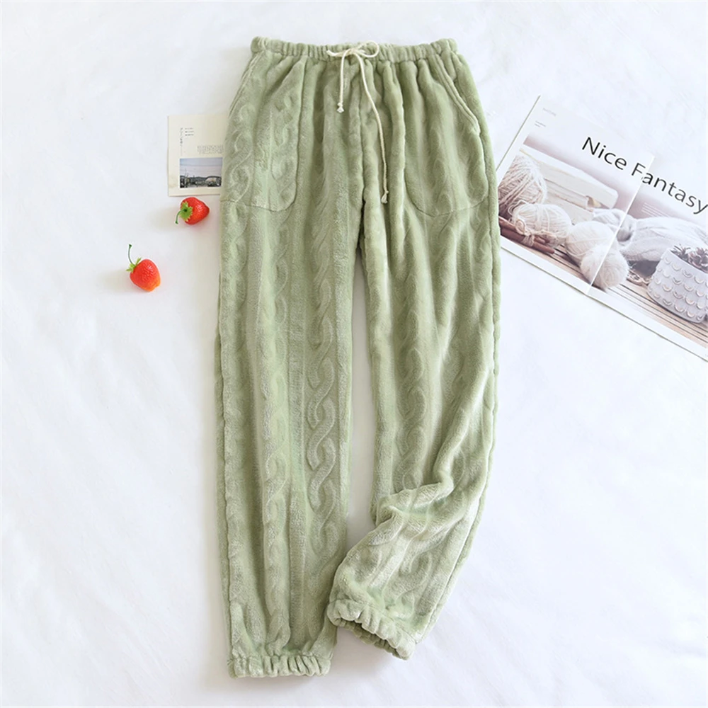 

New Sleep-pants Thicken Warm Women's Trousers Winter Flannel Pajama Pants For Pajama Bottoms Soft Warm Couple Loose Lounge Wear
